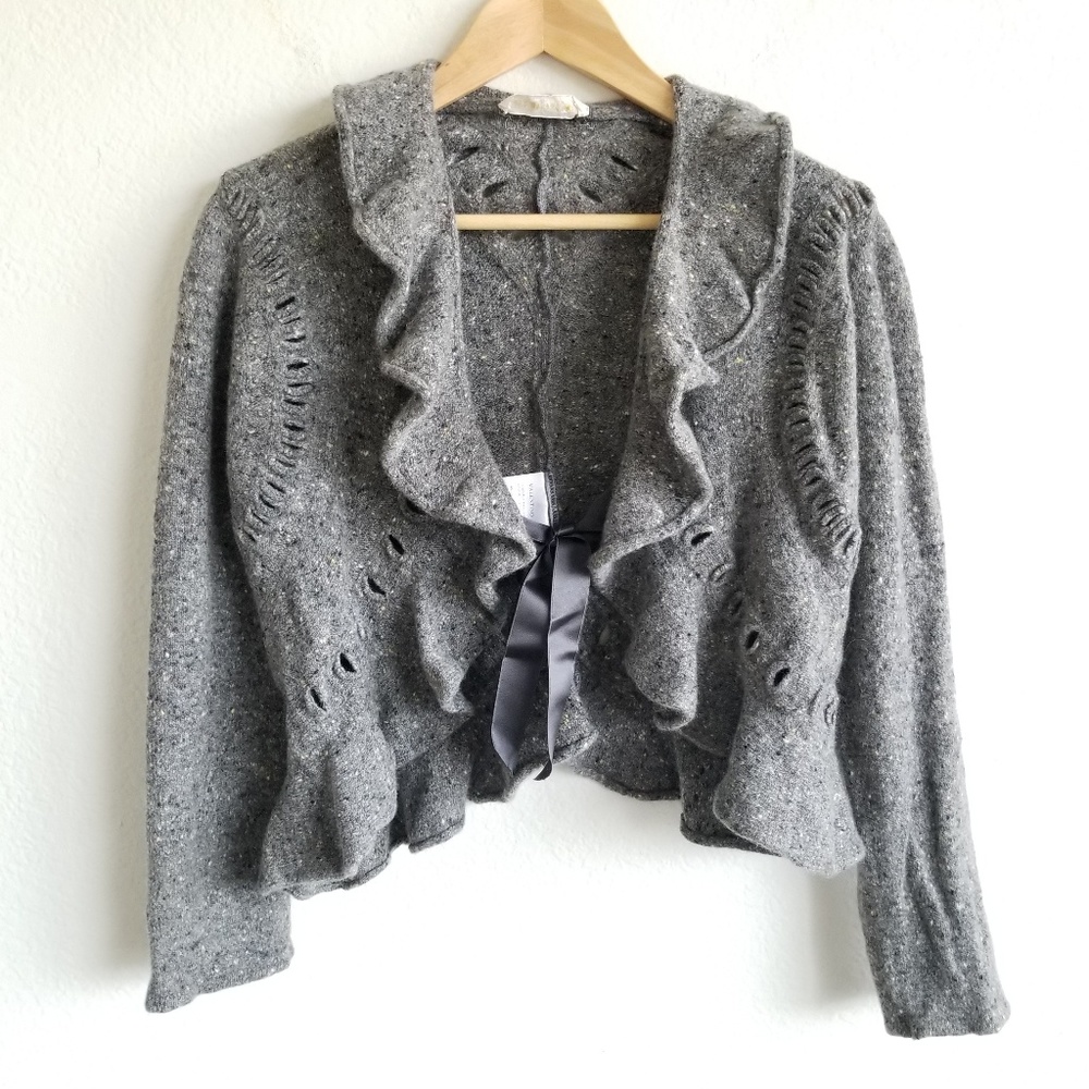 Valentino Knit Bolero Shrug Ruffle Tie Front